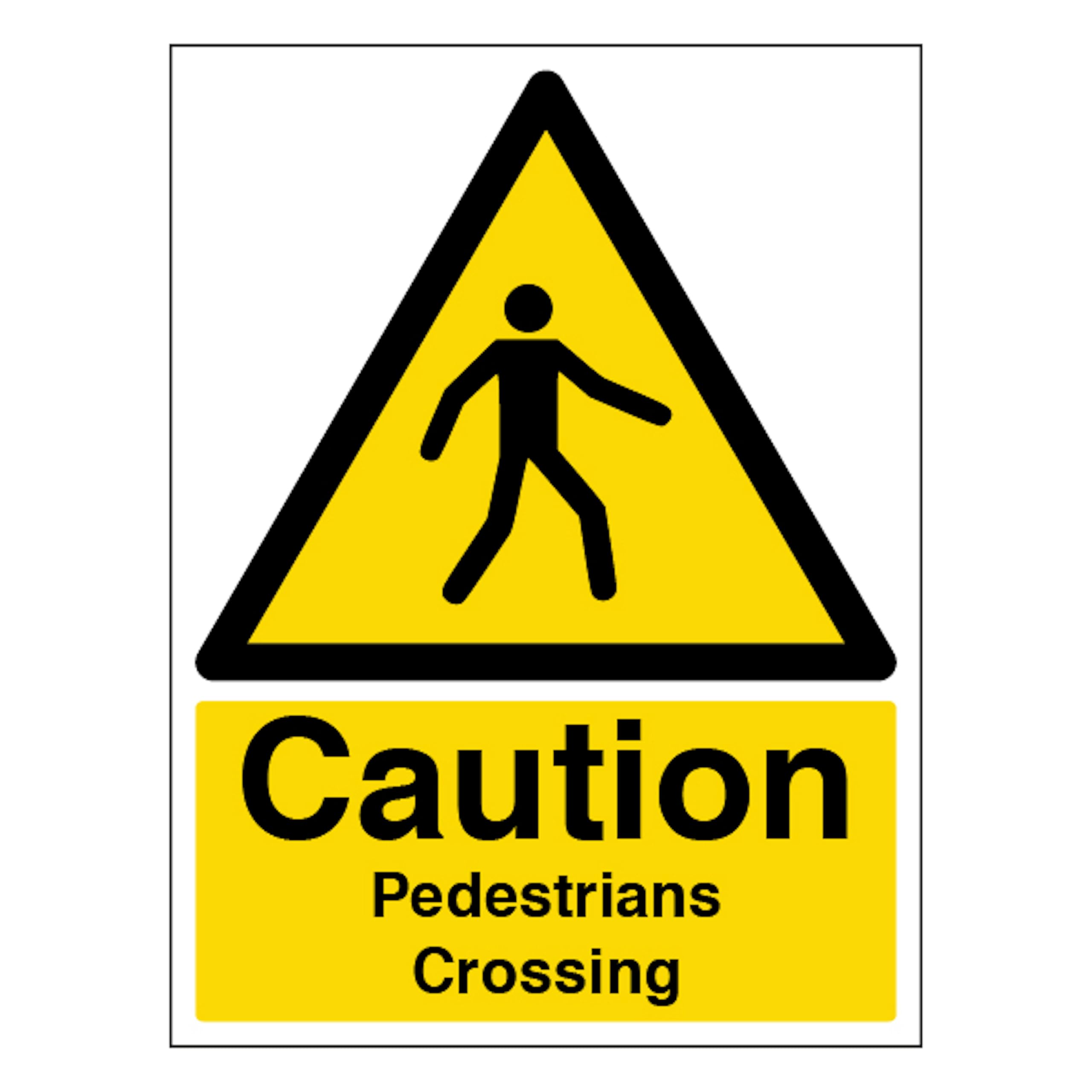 V Safety Caution Pedestrians Crossing - Portrait 200 x 300mm - 1mm Rigid Plastic Safety Sign