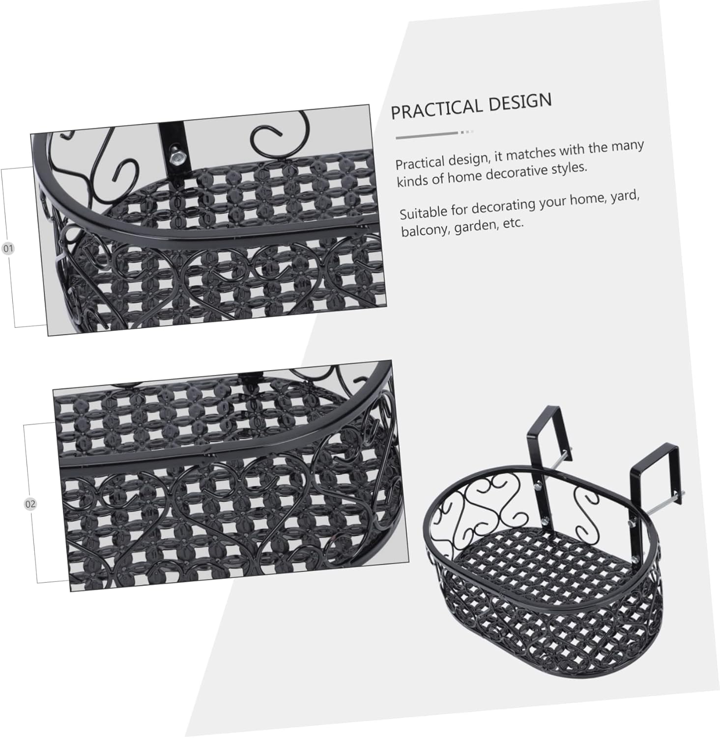 1Pc Hanging Flowerpot Rack Rustproof Plant Holder for Railing for Vertical Gardening Includes Hooks for Easy Installation