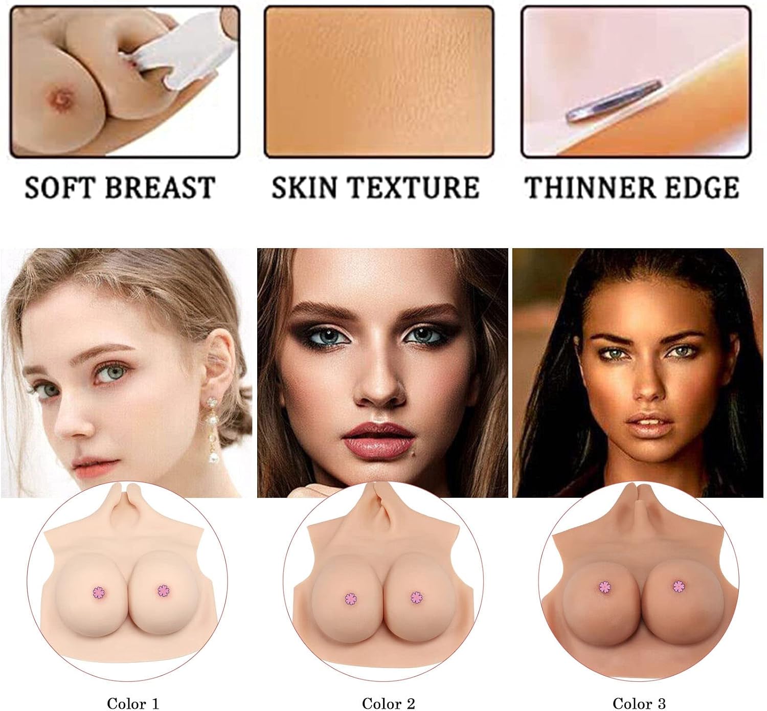 Realistic Shemale Fake Boobs Silicone Breast Forms Enhancer Tits Transgender Breastplate for Crossdresser Drag Queen