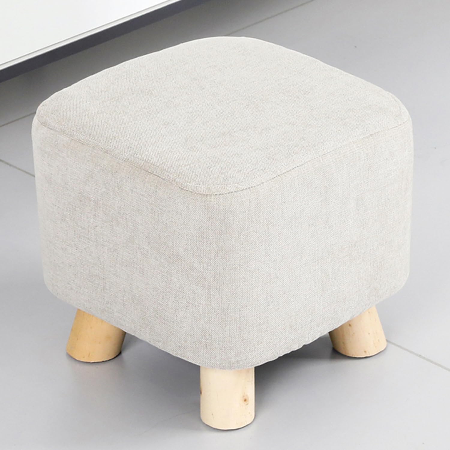 B/Beige,Square25*25 * 25cm, Cubierta Otomana Slipcover del Taburete Protector De La Cubierta del Taburete Suave con Fondo Elástico para Sala De Estar Dormitorio Cubierta del Taburete