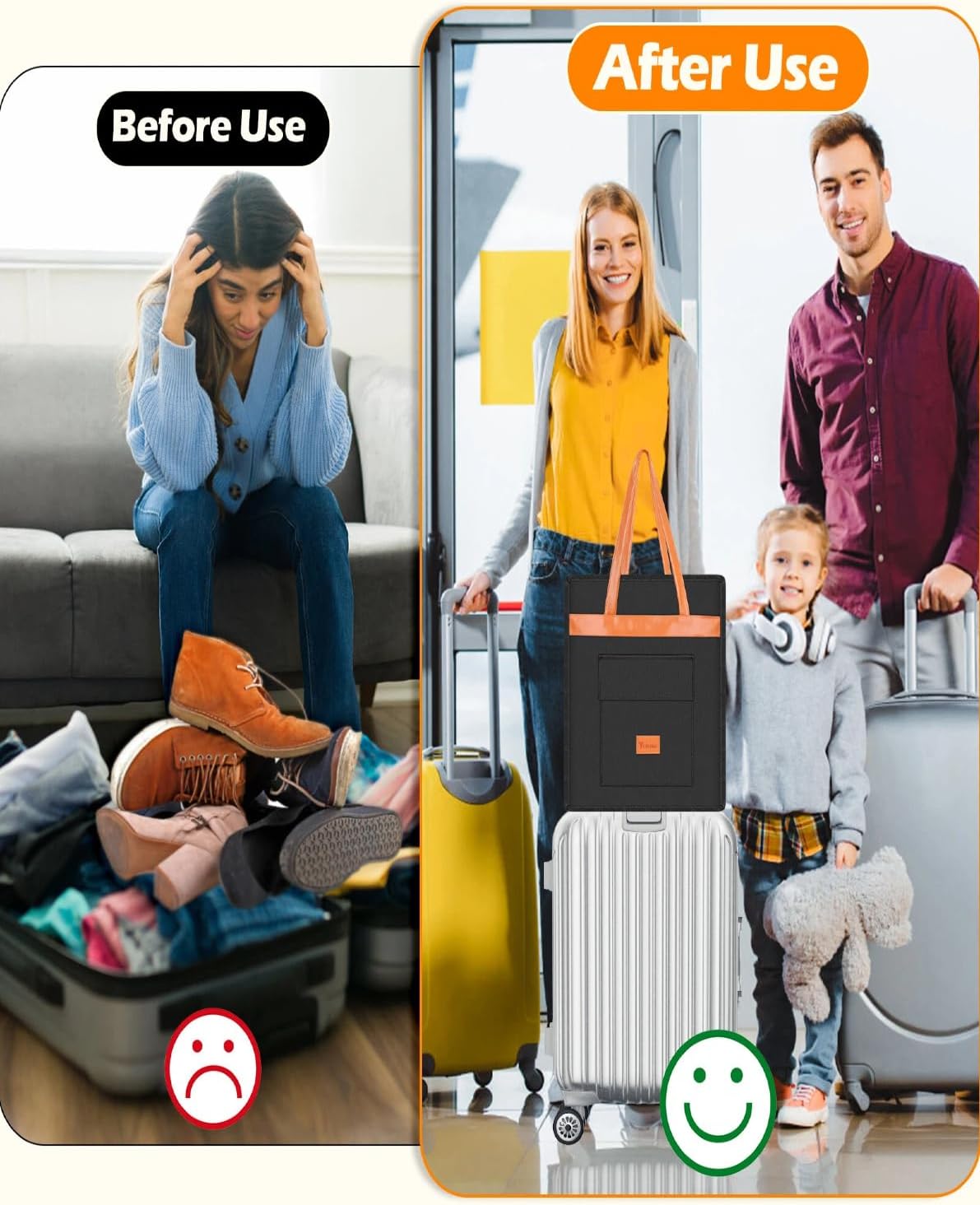 Yotako Shoe Bag for Travel with Leathers Handle,Portable Shoe Organizer with Pockets,3 in 1 Hanging Luggage Shoe Storage Bag,Travel Shoe Bag for Women Men Fit 6 PCS Shoes,Black - Image 2