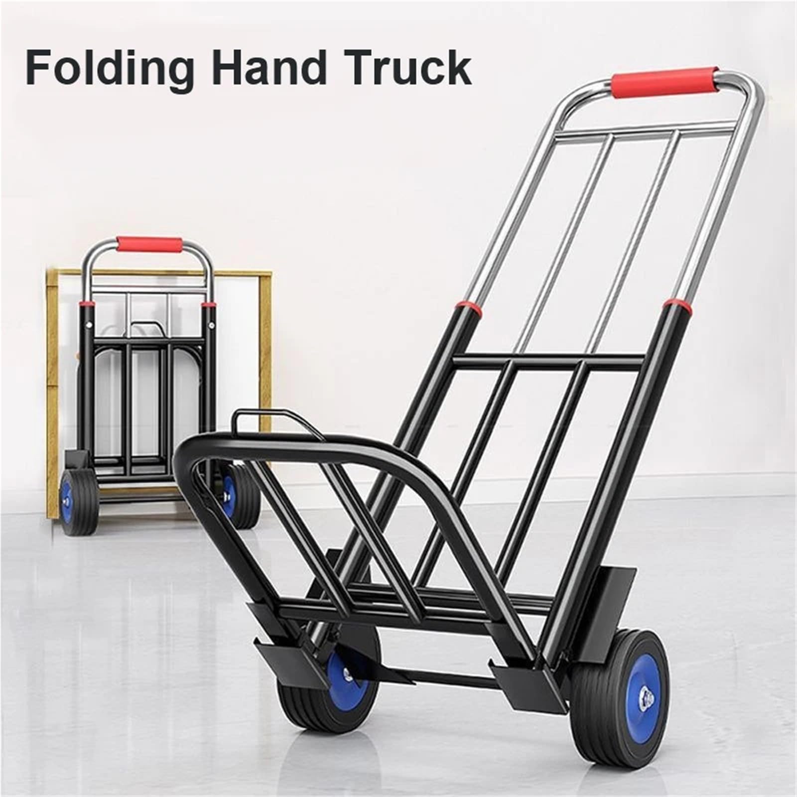 Carrello A Pianale Carrello retrattile pieghevole portatile Carrello manuale pieghevole per la movimentazione del carrello della spesa per rimorchio domestico carrello a mano resistente(10CM Rubber wh