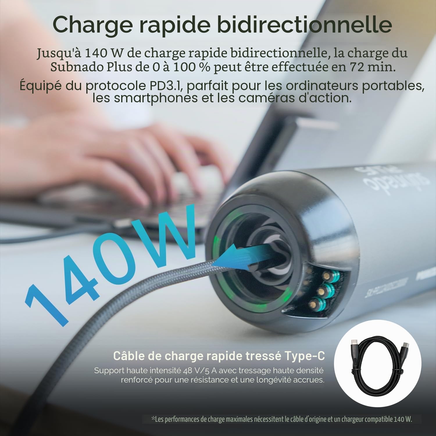 Waydoo Subnado Plus Scooter sous-marin, moteur de 800 W et batterie de 144 W, autonomie maximale de 60 minutes, scooter de mer léger et portable avec charge rapide bidirectionnelle pour la plongée
