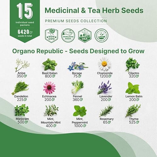 Miniatura 10 de Paquete variado de 35 semillas de hierbas medicinales y de té para plantar en interiores y exteriores. Más de 8200 semillas de jardín herbales sin