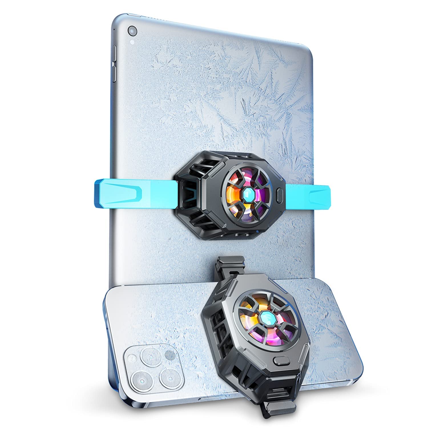 Semiconductor Cooler, Heat Sink with RGB Lights, for Mobile Gaming, Live Streaming, Outdoor Vlog, Car Driving, 15cm, Phone Cooler, Compatible with Smartphones, Tablets