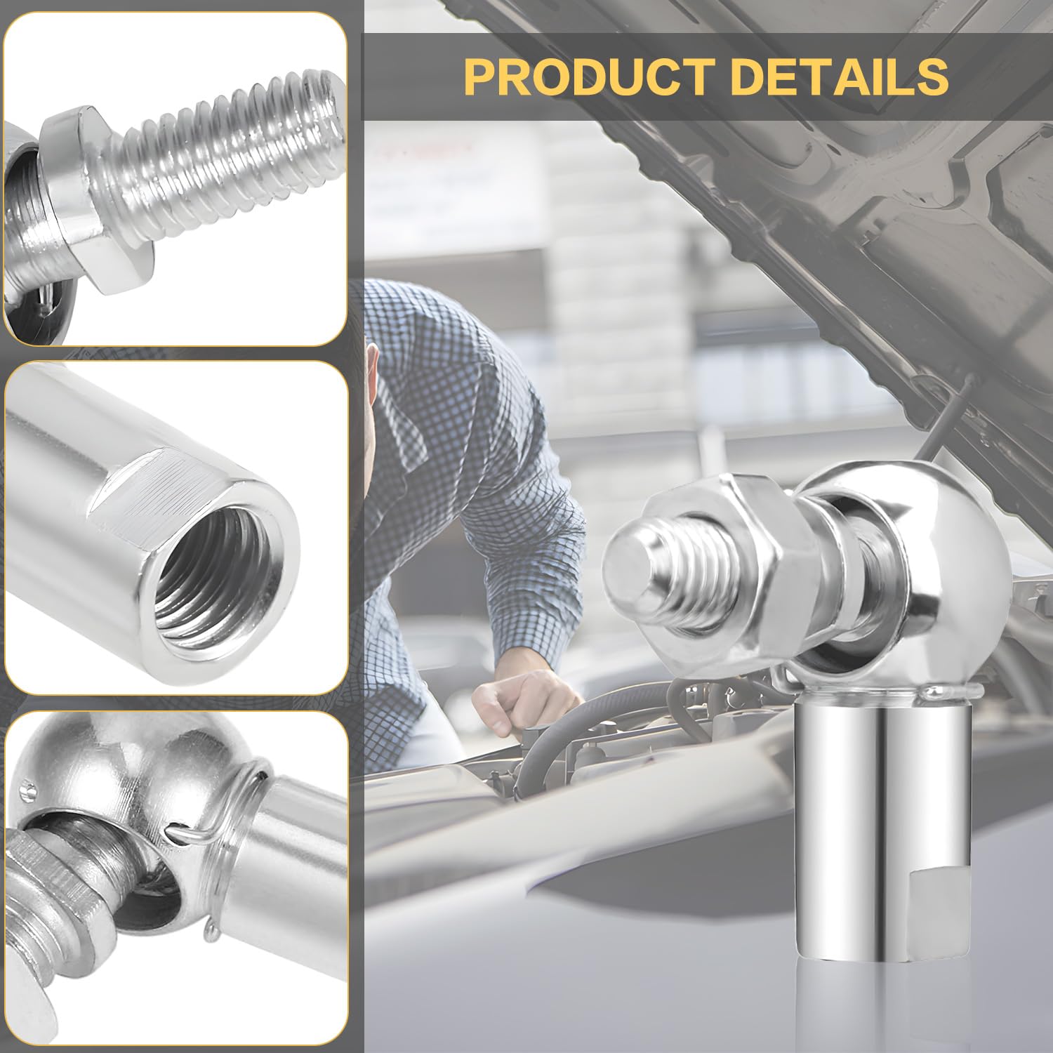4 Raccords à Rotule En L M8x1.25mm - Pour Machines, Outils, Automatisation | Acier Carbone - Grande Charge