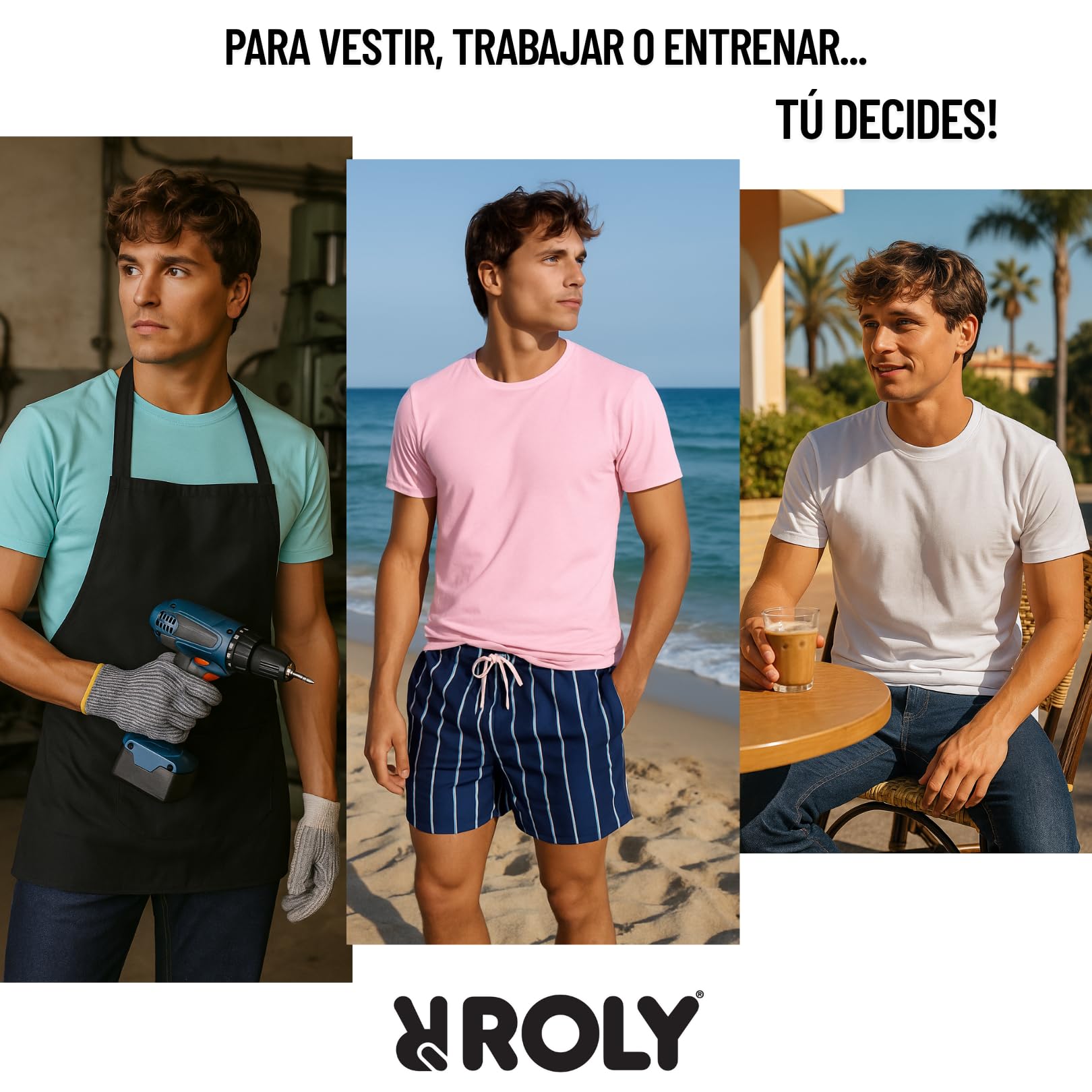 Pack 10 Camisetas Manga Corta Hombre Roly Beagle 100% algodón, Camiseta Interior, Ropa Hombre, Camiseta Blanca, Pack Camisetas Hombre