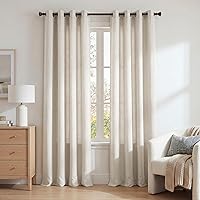 Vista 127 de NICETOWN Cortinas semitraslúcidas con textura de lino, con ojales, tratamiento de ventanas, cortinas verticales de lino con filtro de luz para sala