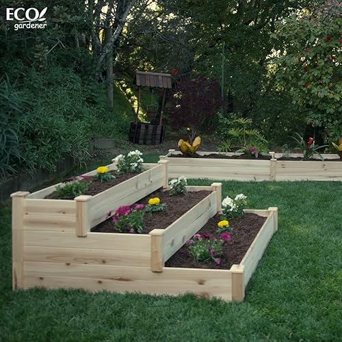 Miniatura 3 de ECOgardener - Maceta elevada de 4 pulgadas x 4 pulgadas Kit de maceta elevada de madera para jardines y exteriores para verduras, frutas, hierbas,