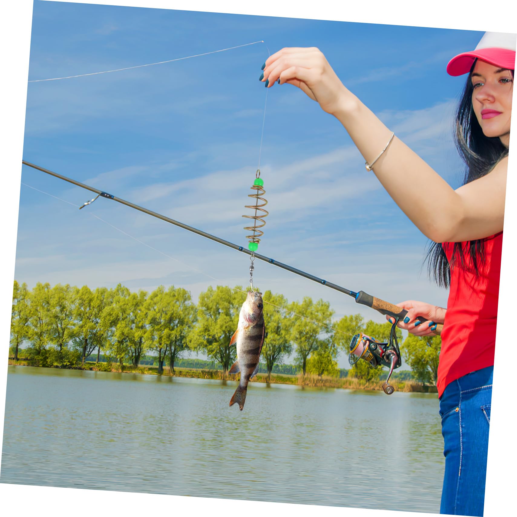 Balacoo Soporte para Cebo de Pesca en Forma de Aceituna, 12 Piezas, Acero al Carbono, Cuentas Luminosas, para Pesca Accesorio Práctico para Agua