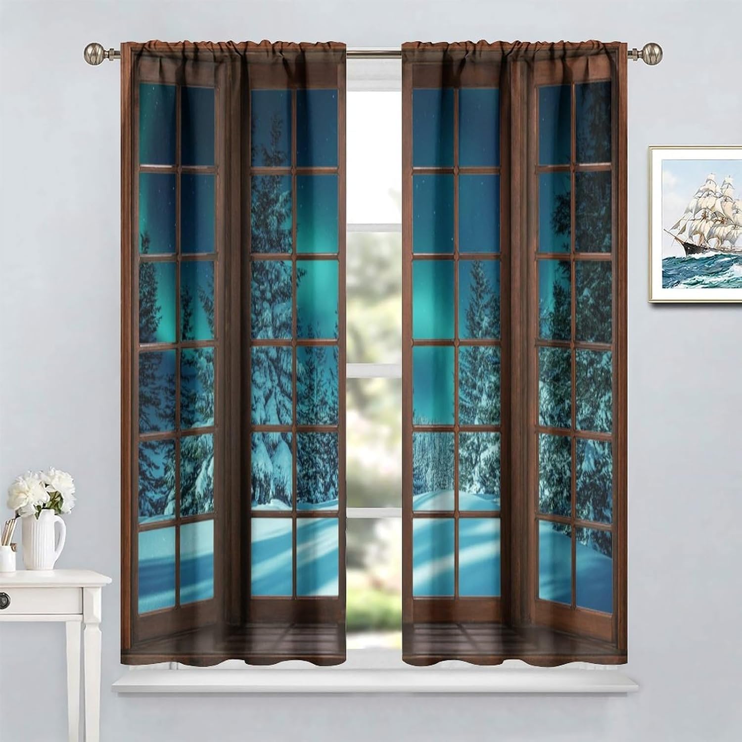 Vorhänge Schlafzimmer 3D Waldlandschaft 170X200 cm (B + H) Vorhang Gardinen Blickdicht Mit Ösen Thermovorhang Lichtdicht Für Wohnzimmer Schlafzimmer Kinderzimmer/Uv-Schutz-882876632