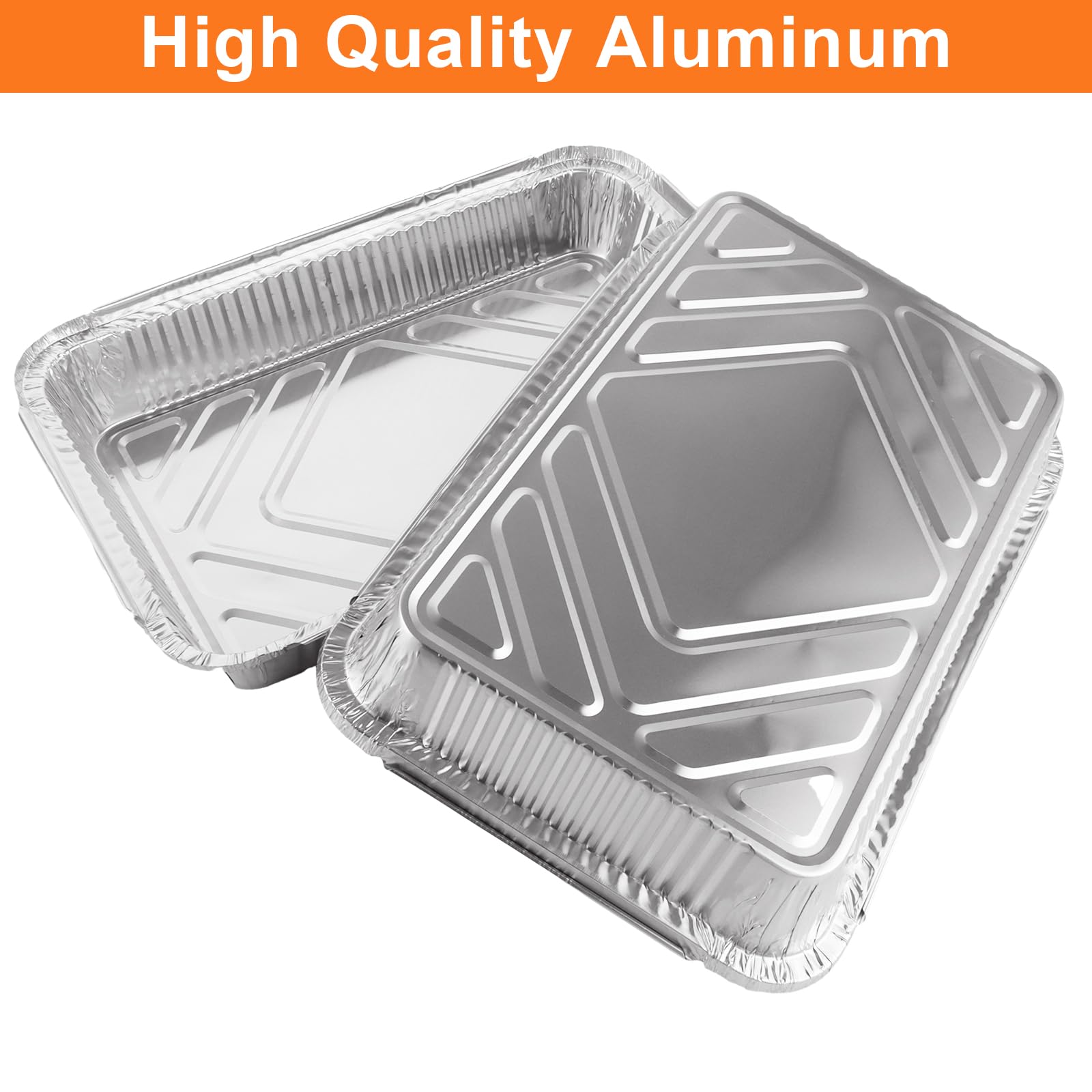 WOPPLXY 50 Bandejas de Aluminio para Barbacoa, 31,5 x 21,5 x 5 cm, Bandejas de Aluminio para Barbacoa, 2250 ml, Bandeja de Aluminios para Hornear, Cocinar y Asar (Sin Tapa)