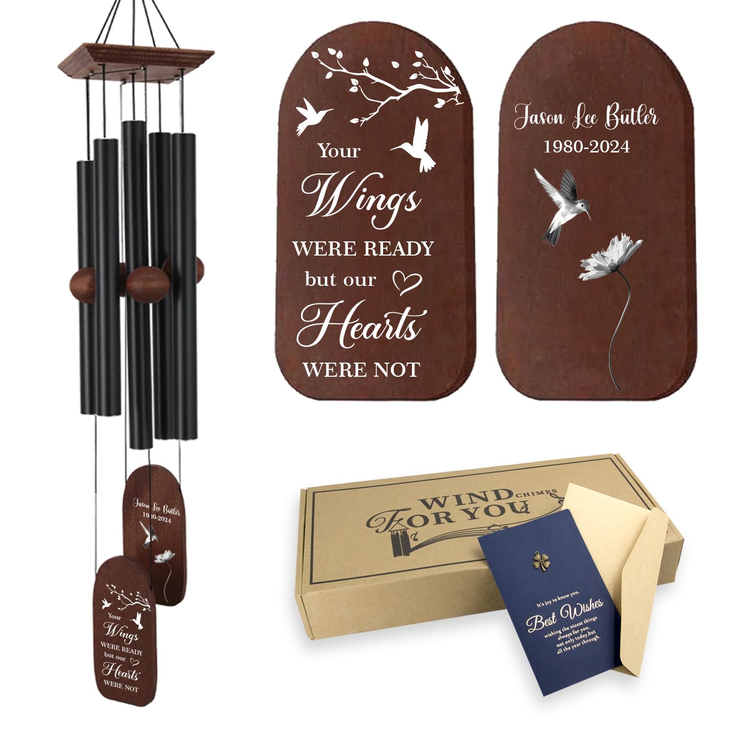 ASTARIN Memorial Wind Chimes Personalized, Customized Name Date Remembrance Gift for Loss, Sympathy Windchime for Loss of Loved One, Grief Memorial Remembrance Gifts for Women Men