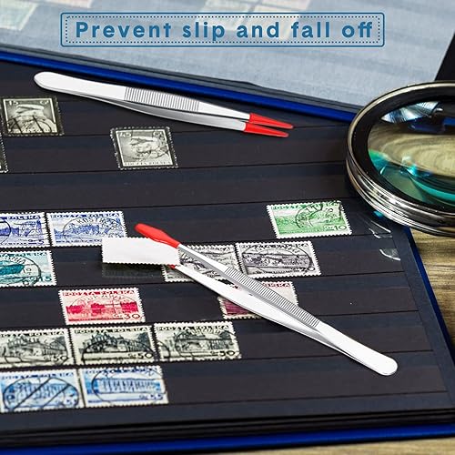 Miniatura 5 de Mixweer Juego de 6 pinzas de goma de punta larga para hacer joyas, punta de PVC suave, punta plana doblada y recta, pinzas de precisión para