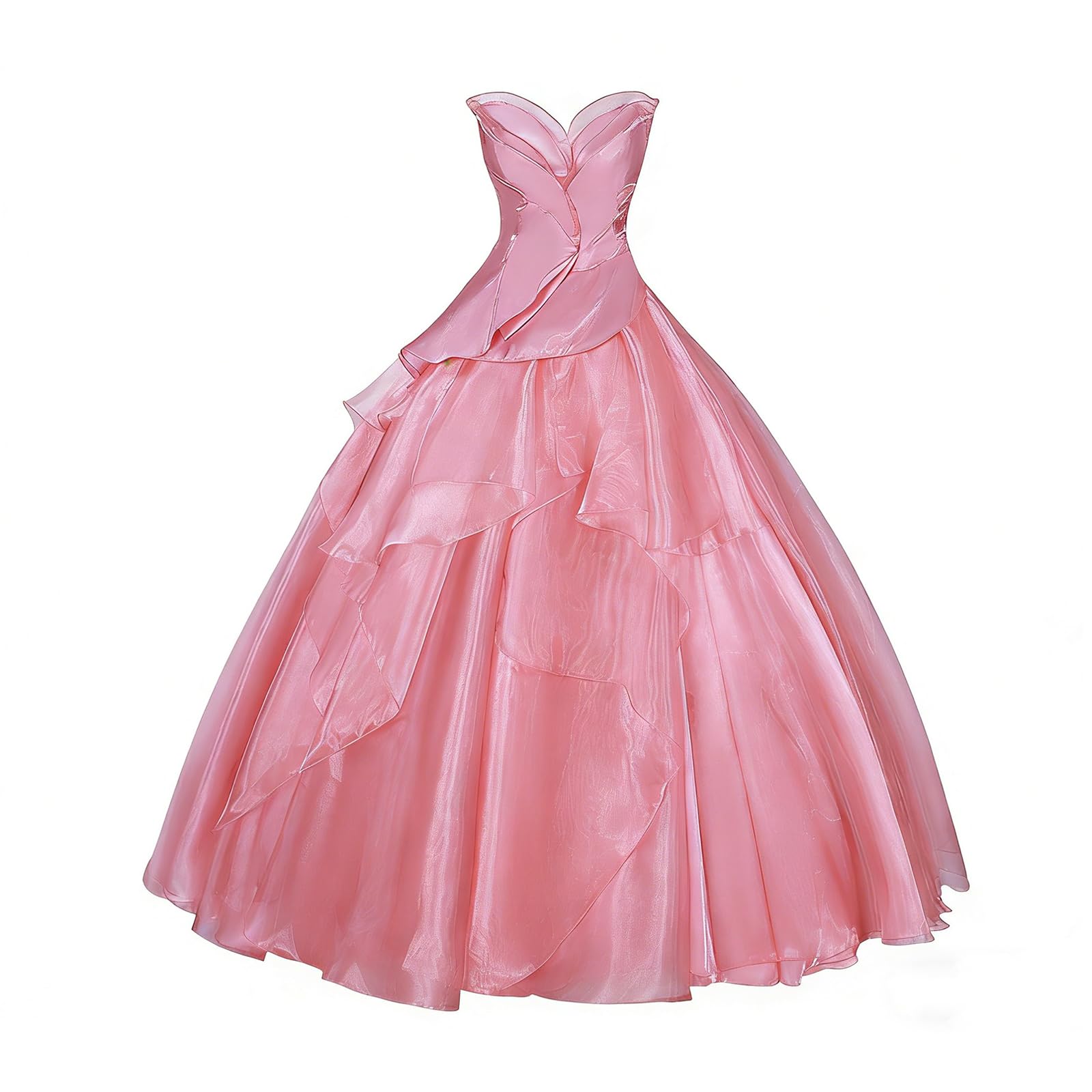 LTAKK Glinda Cosplay Dress Transparent Shoulder Strap Ball Gown for Women Adult M