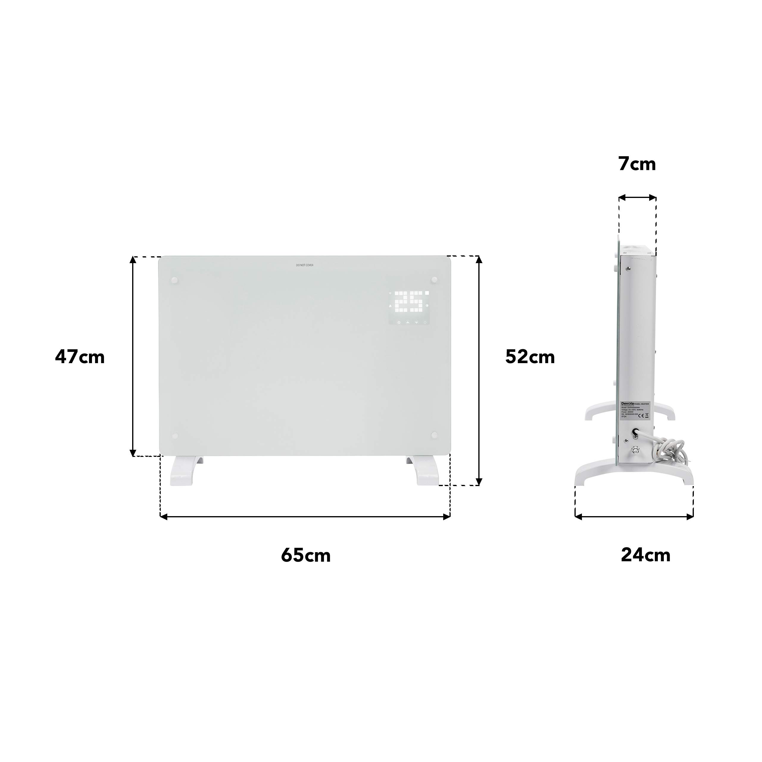 Devola Wifi Enabled Smart Electric Glass Panel Heater 1500W | Alexa Heating  Control, Open Window Detection, Wall Mounted u0026 Free Standing Low Energy  Heaters with Timer | Lot 20, DVPW1500WH (White) :