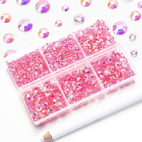 Miniatura 2 de 3000 diamantes de imitación con parte trasera plana, diamantes de imitación AB de parte trasera plana de 0.079 in, 0.118 in, 0.157 in, 0.197 in,