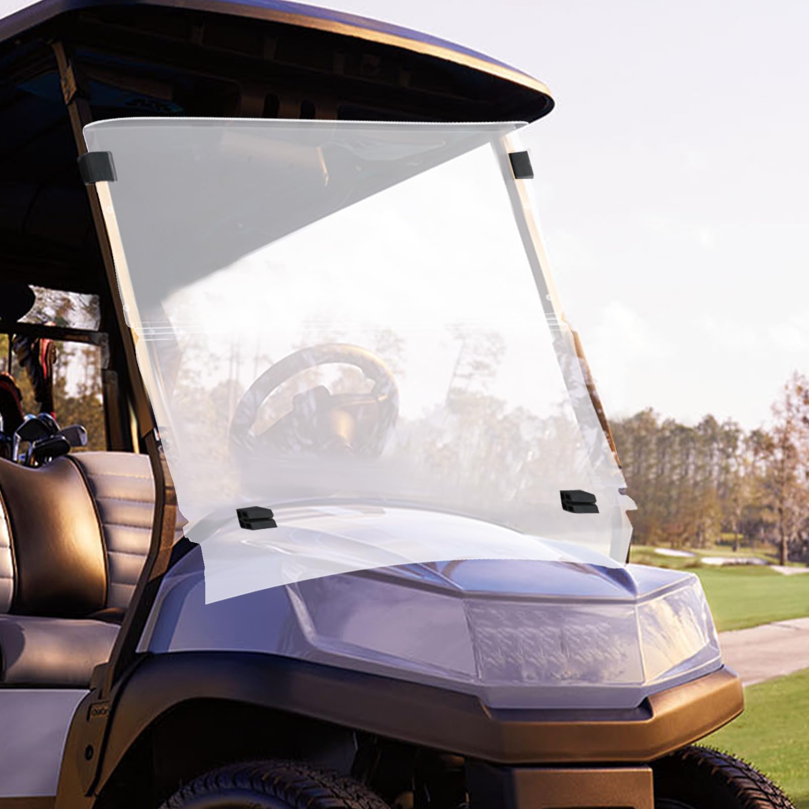 Golf Gearpro Faltbare Windschutzscheibe für Golfcart EZGO TXT ab 2014 Robustes Acrylglas, langlebig und Stoßfest, Temperaturbeständig von -30 bis +70°C, Ersatzteil für Golfwagen Golfspieler