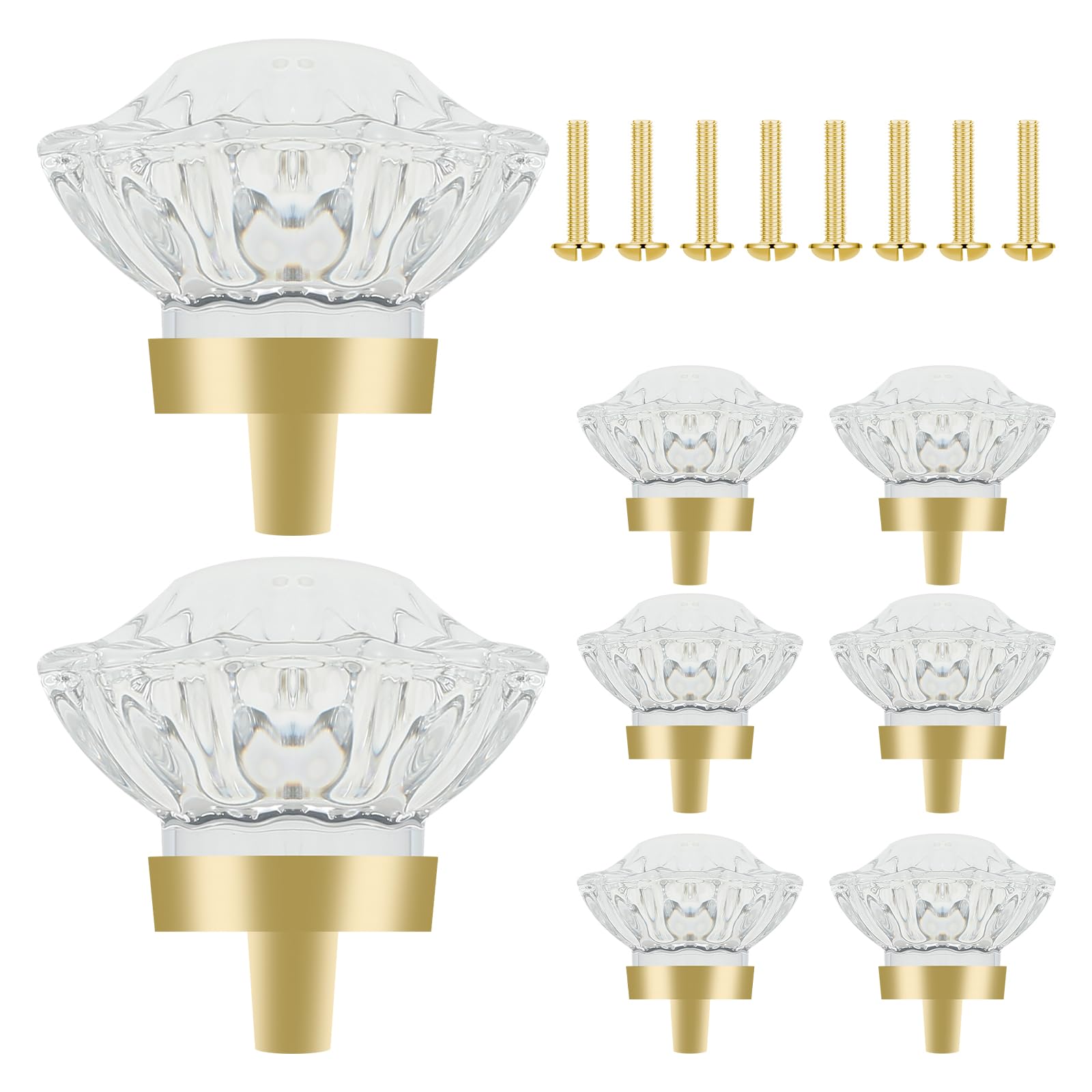 8Pcs Glass Crystal Cabinet Pull Elegant Glass Crystal Drawer Handle Clear Glass Wardrobe Door Handle Decorative Dresser Pull Handle Hardware for