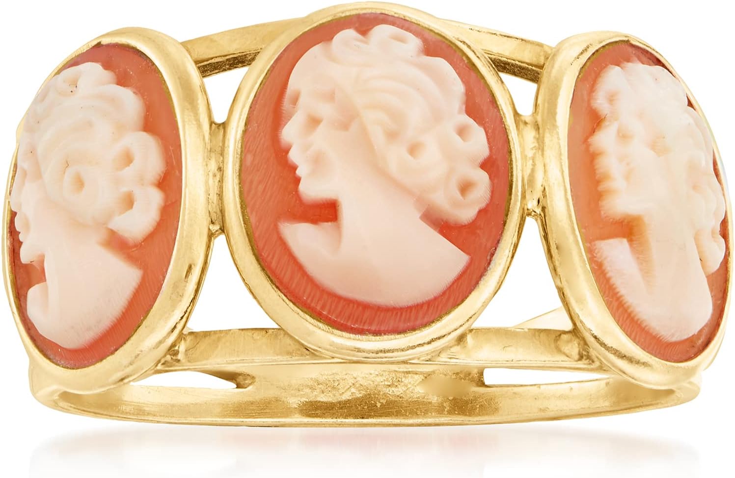 Ross-Simons Italian Orange Shell Cameo Ring in 18kt Gold Over Sterling