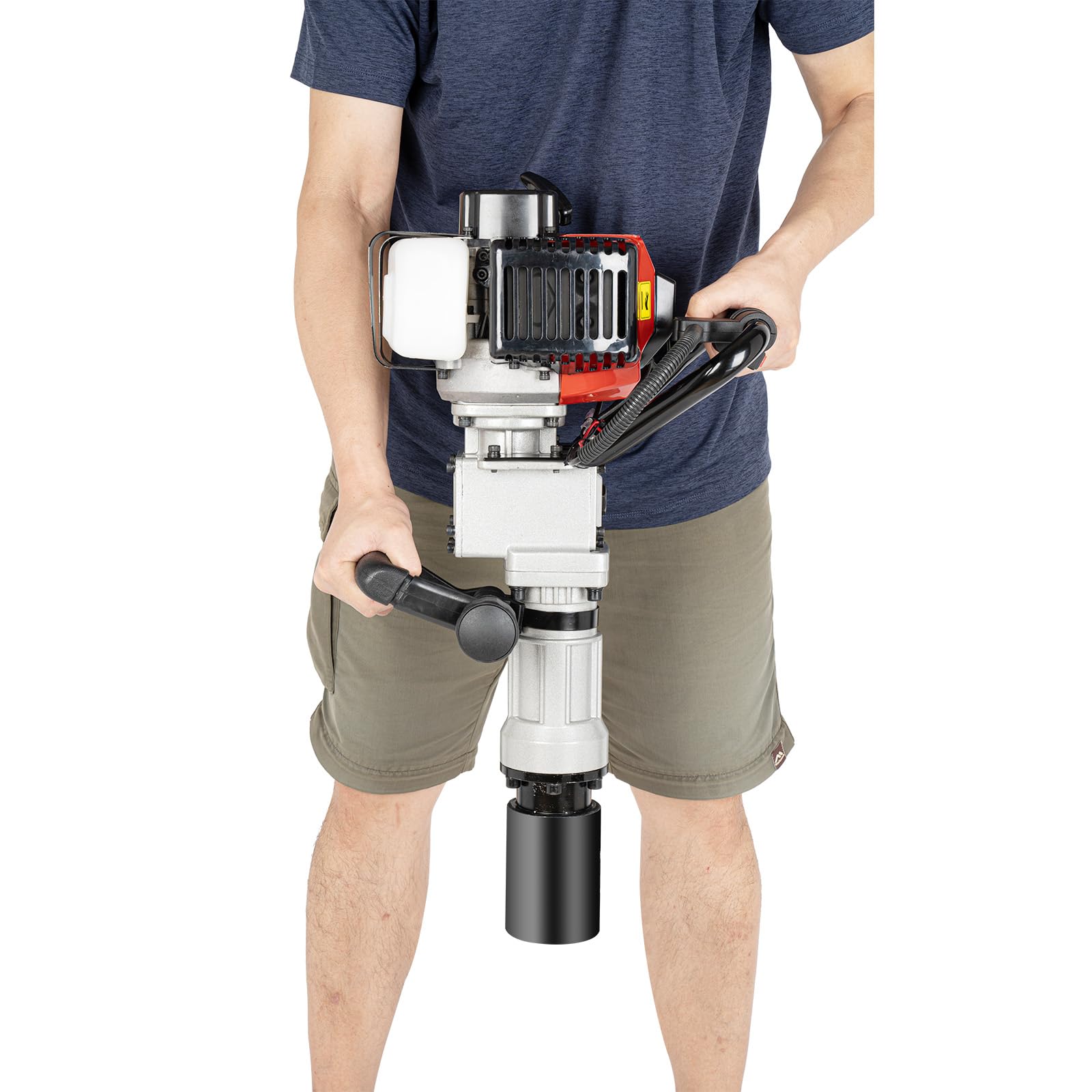 Pxolerig T Post Driver, 2 Stroke 32.6CC Gas Powered Pile Driver, Fence Post Driver Gasoline Piling, Handheld Pile Pounder for Farm Garden