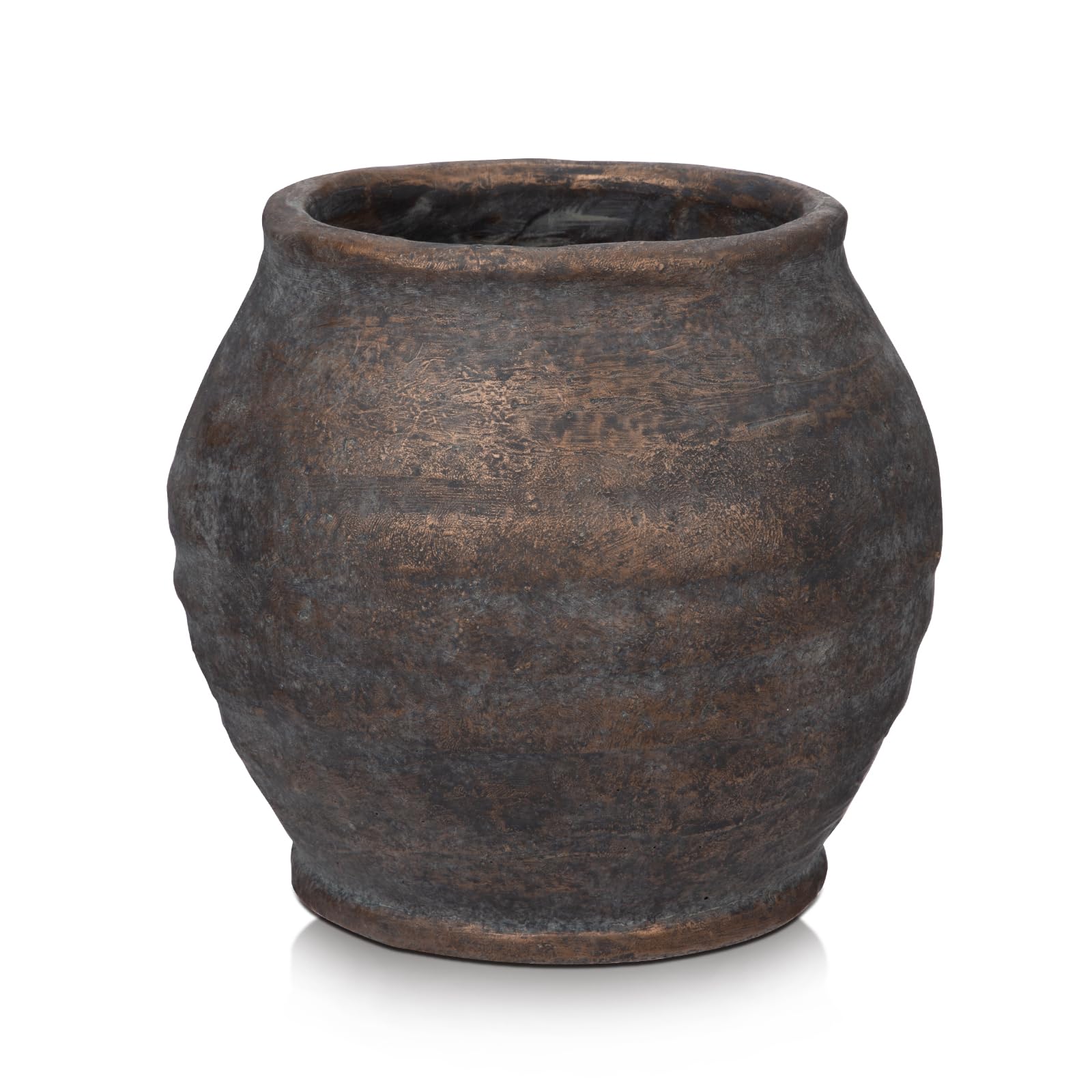 Arborus Jarrón rústico para flores de 15 cm, maceta pequeña de cemento con apertura de 4.7 pulgadas, maceta marrón vintage para plantas secas, sala de estar, mesa, entrada, baño, estante, decoración