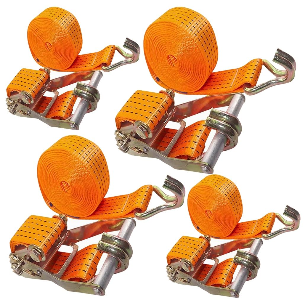 1/2/4/6/8 Set 2 Inch Heavy Duty Tie Down Ratchet Straps with Double J Hook, 11023 LBS Break Strength, Cargo Ratchet Straps for Truck Trailers Motorcycles Kayak(4sets,20.0m/65.6Ft)