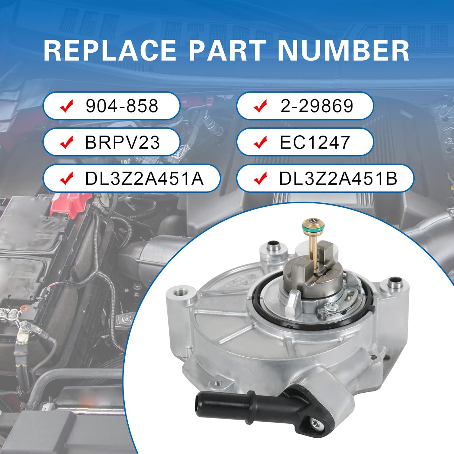 Brake Vacuum Pump (3.5L) Compatible with Ford Transit-150 250 350 350HD 2015-2020, F150 2013-2016, Lobo 2015-2016, Expedition, Lincoln Navigator 2015-2017 Replaces# 904-858 BRPV23 DL3Z2A451B