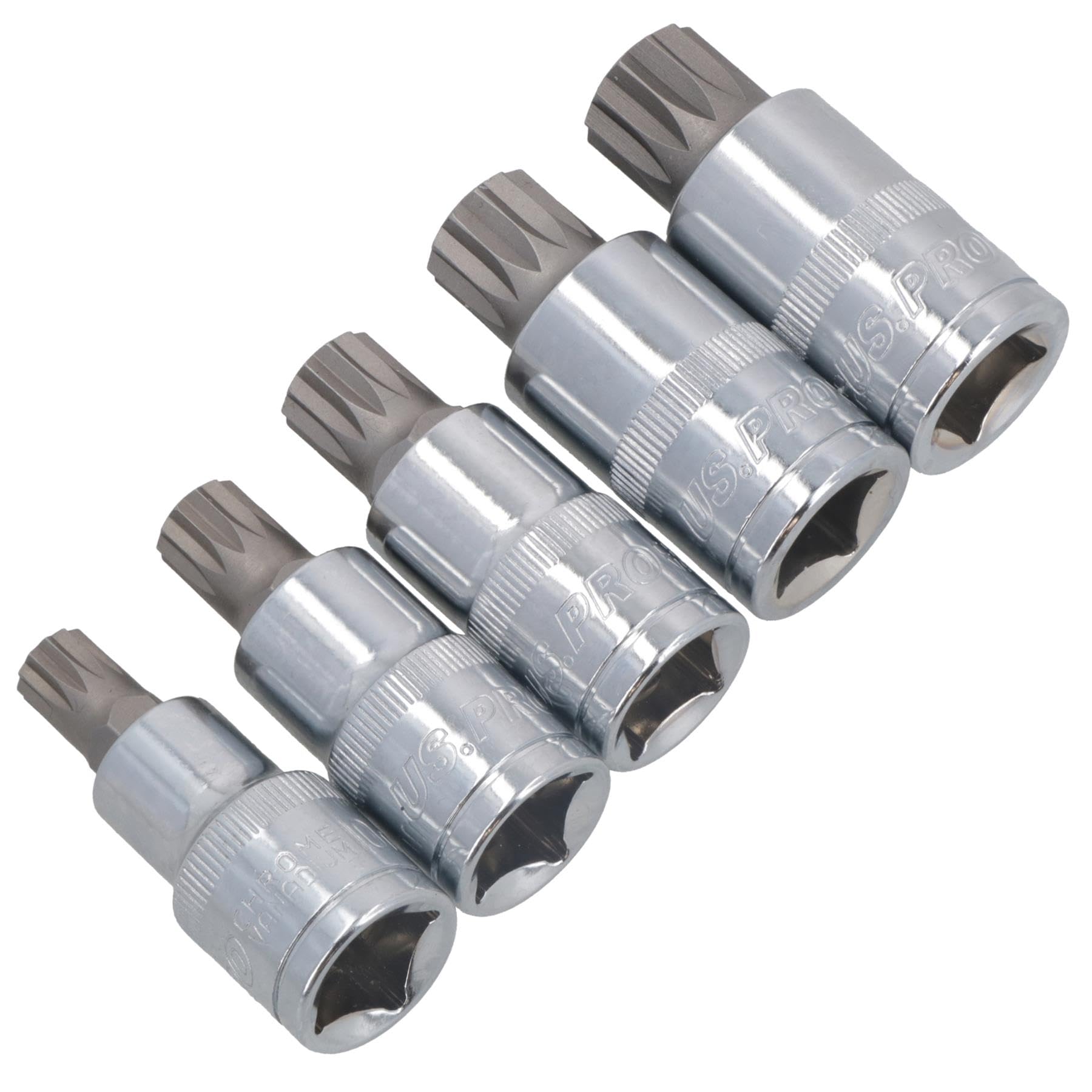 B&Q -  1/2" Drive Male Spline Triple Square Tamper Proof Shallow Sockets M10M18