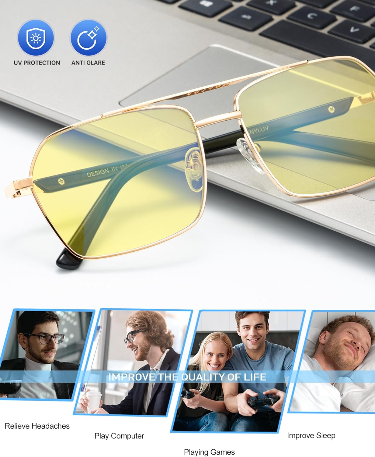 ANYLUV Blue Light Glasses Men/Women, Blue Light Blocking Glasses, Computer Screen Blocker Eyes Protection Glasses