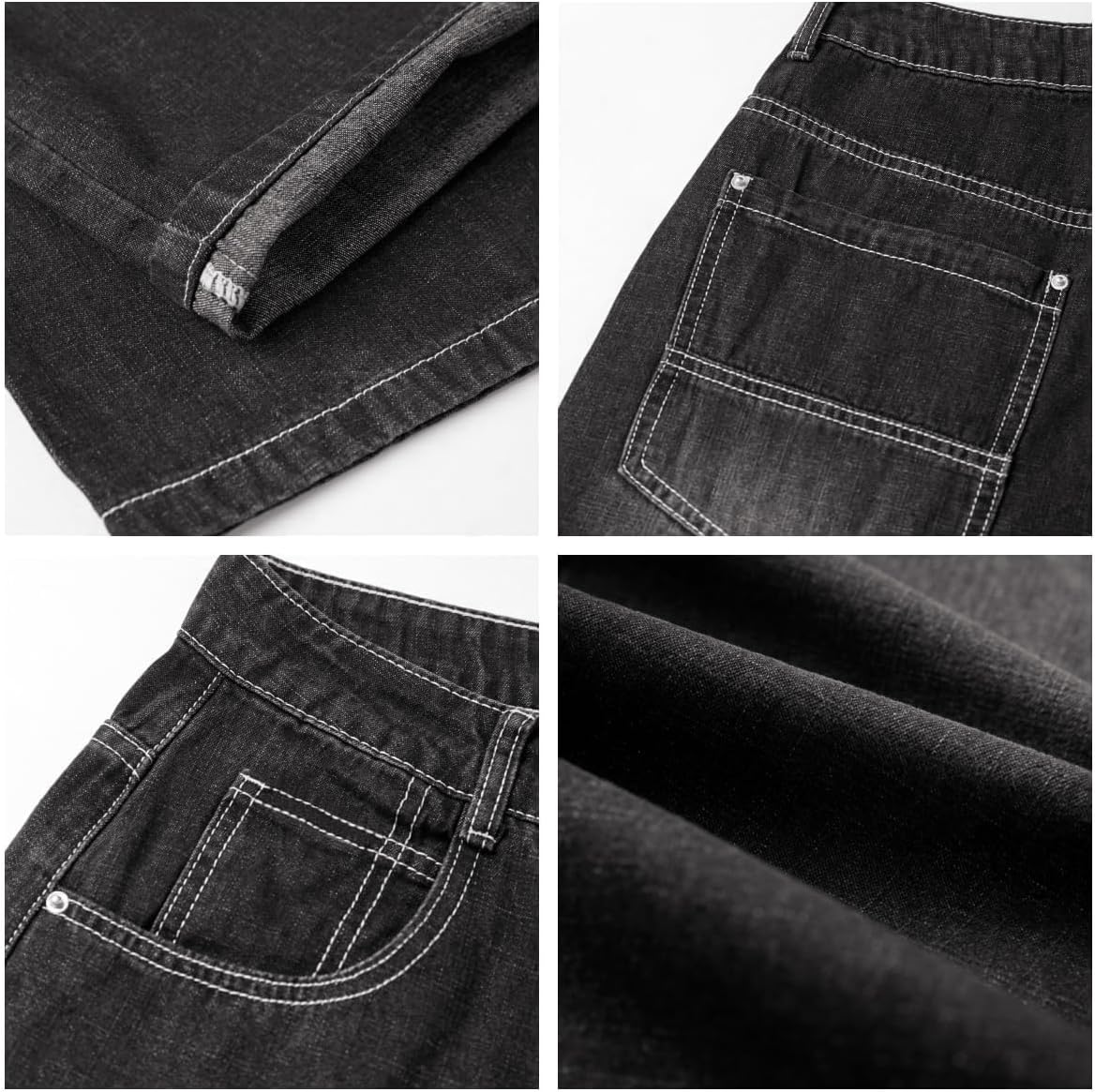 Xineicy Jeans for Women Hip Hop Y2k Wide Leg Baggy Jeans Mid-Low Waist Loose Vintage Gothic Denim Pants - Image 3