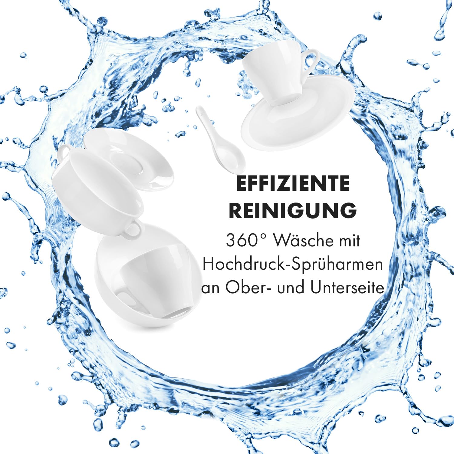 Klarstein Mini-Geschirrspüler Freistehend, 2 Maßgedecke, 6 Programme, Wassertank 6 L, Weiß