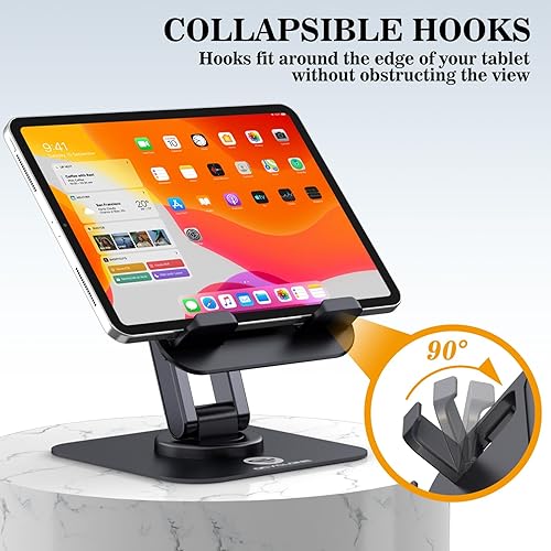 Miniatura 5 de OCYCLONE Soporte para iPad para escritorio, soporte giratorio ajustable de 360 para tablet, accesorios de oficina, compatible con Kindle de 4 a 15.6