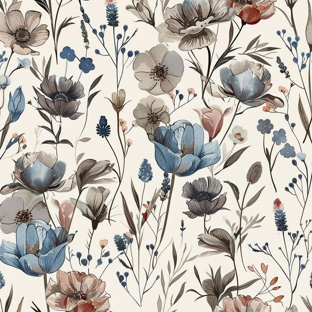 Papier peint adhésif bleu gris floral : rénovez facilement vos vieux meubles