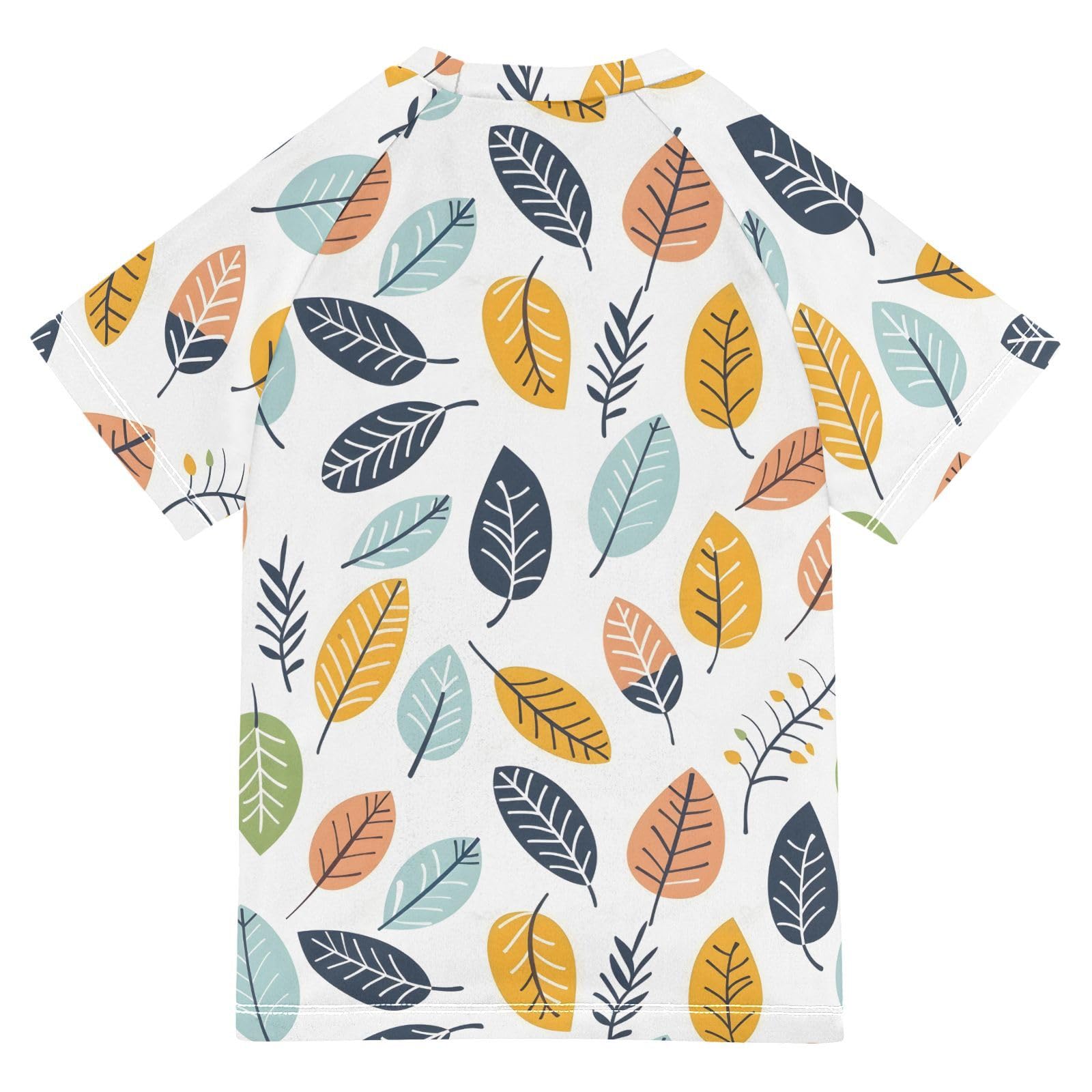ALAZA Kids Rash Guard Toddler Swim Shirt Boy Girls Fall Leaves UPF 50+ Short Sleeve 4T