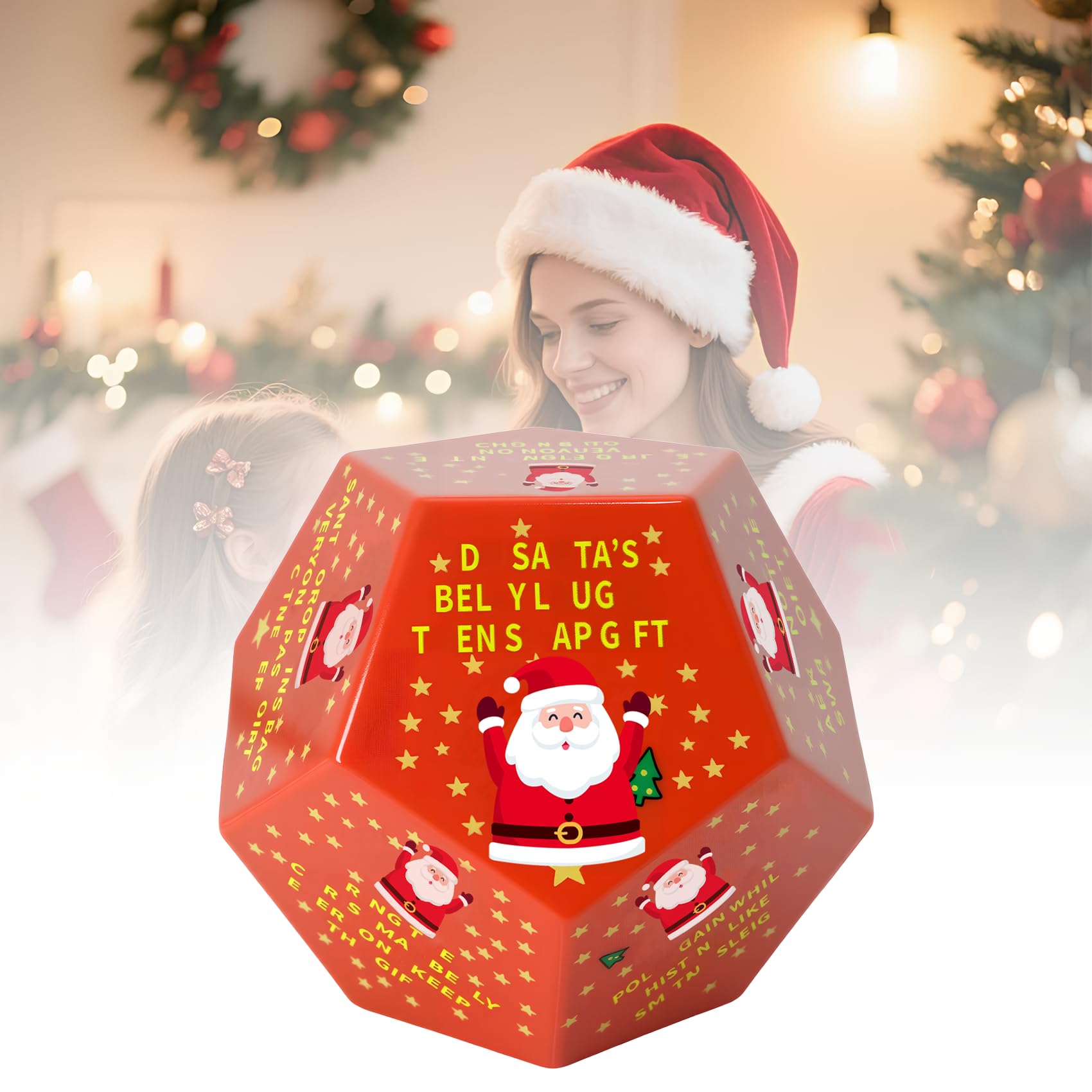 Kenmohuo Christmas Party Games, 12 Sided Dice Gift Exchange Game, 2025 New Christmas Games for Family Friends Holiday Party（Red）