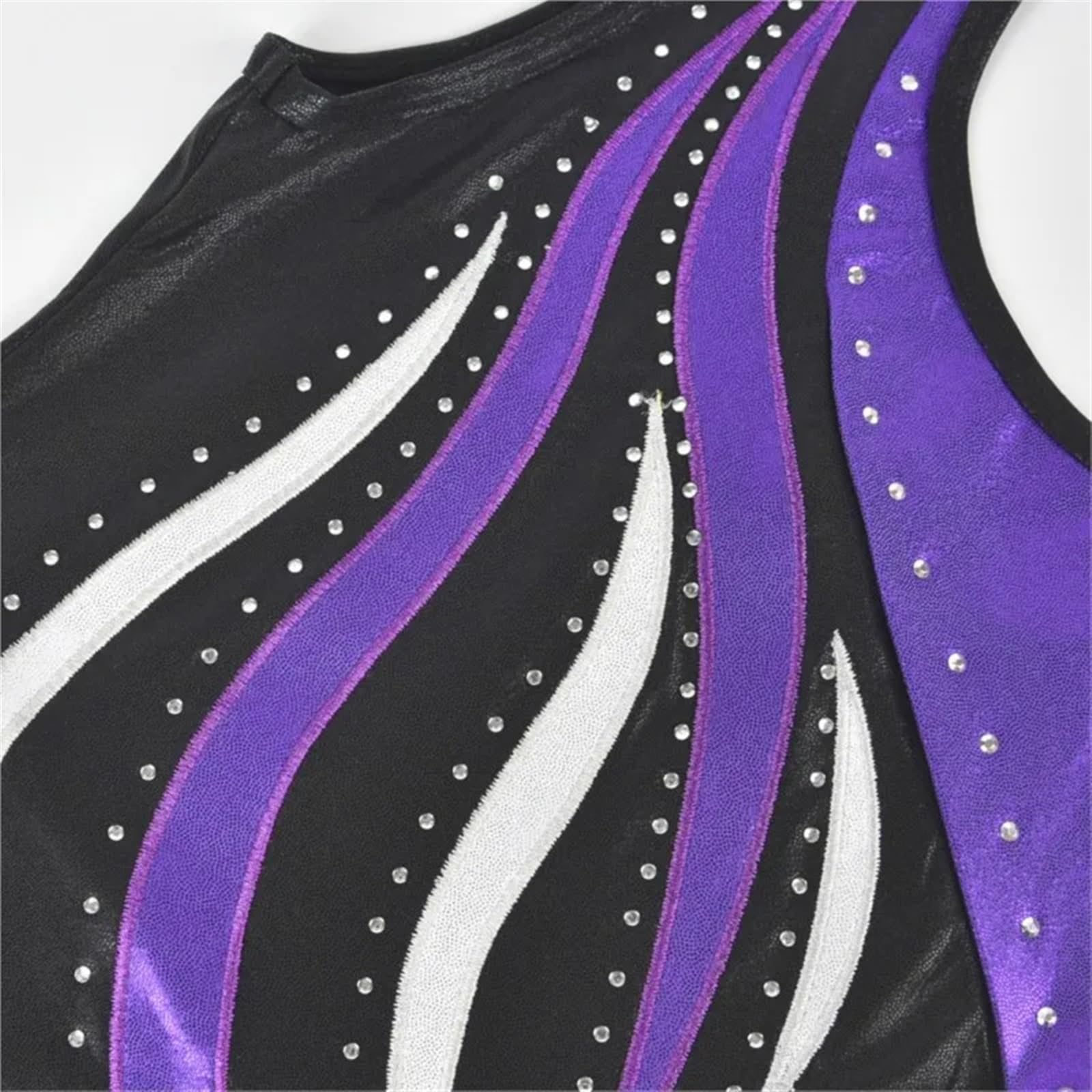 Body Ginnastica Bambina Tuta Viola for Danza Classica, Danza, Ginnastica, for Ragazza, Senza Maniche, for Pattinaggio su Ghiaccio, con Strass Lucidi(Purple,4-5Y)
