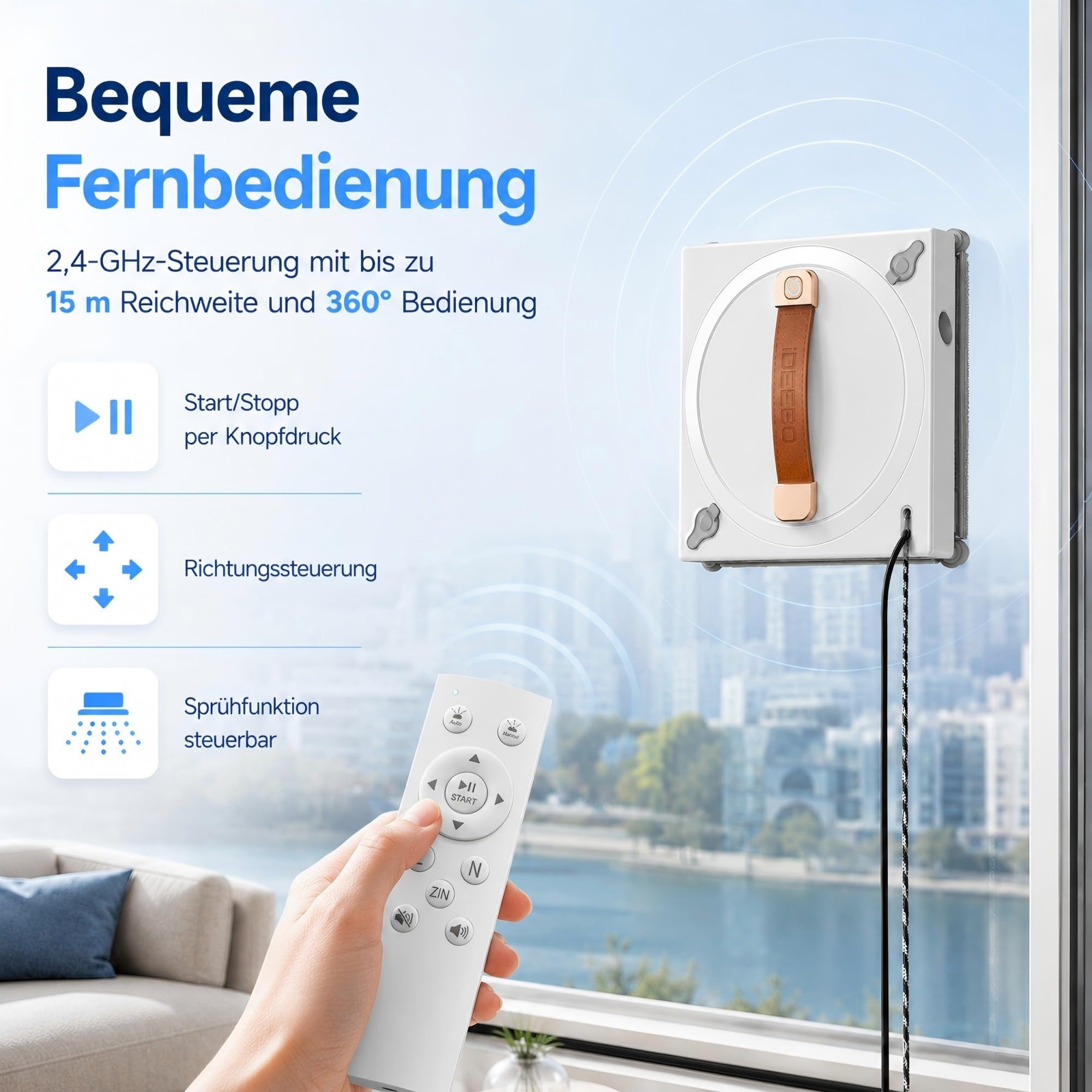 G500 Fensterputzroboter mit 2-Fach Sprühsystem, Automatischer Fensterroboter mit 100ml Wassertank & Intelligenter Routenplanung für Innen- und Außenfenster