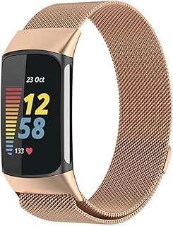 LKQASD Bandas de acero inoxidable compatibles con Charge 5 Smart Wacth Pulsera de malla con bucle magnético Correa de muñeca Correa compatible con Charge 5