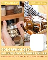 COLORWING Q30 Bluetooth Címkenyomtató, Hordozható Mini Címkéző Készülék iOS Android Kompatibilis, Fehér 3