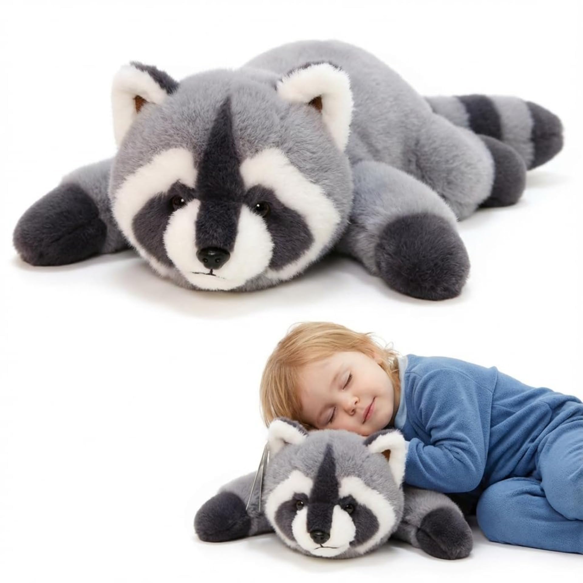NQXORA Weighted Teddy for Anxiety Relief, Hug a Lumps Soft Stuffed Animal with Glass Beads, Calming Plush Companion for Kids and Adults, Sleep Support Cuddly Toy (Raccoon,30cm) — image 1