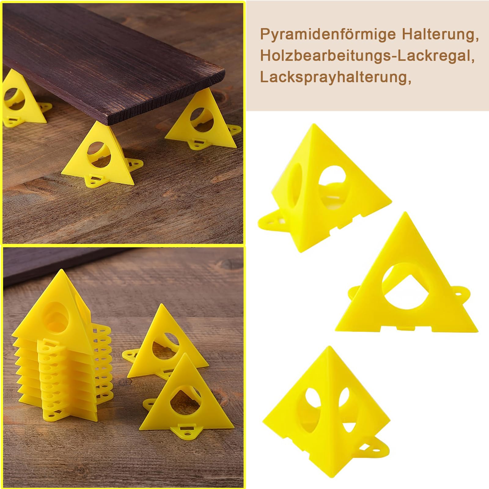 Supporti a Piramide per Pittore 40 Pezzi Giallo Cono Tela Triangolo di Vernice Legno Mobili Stand