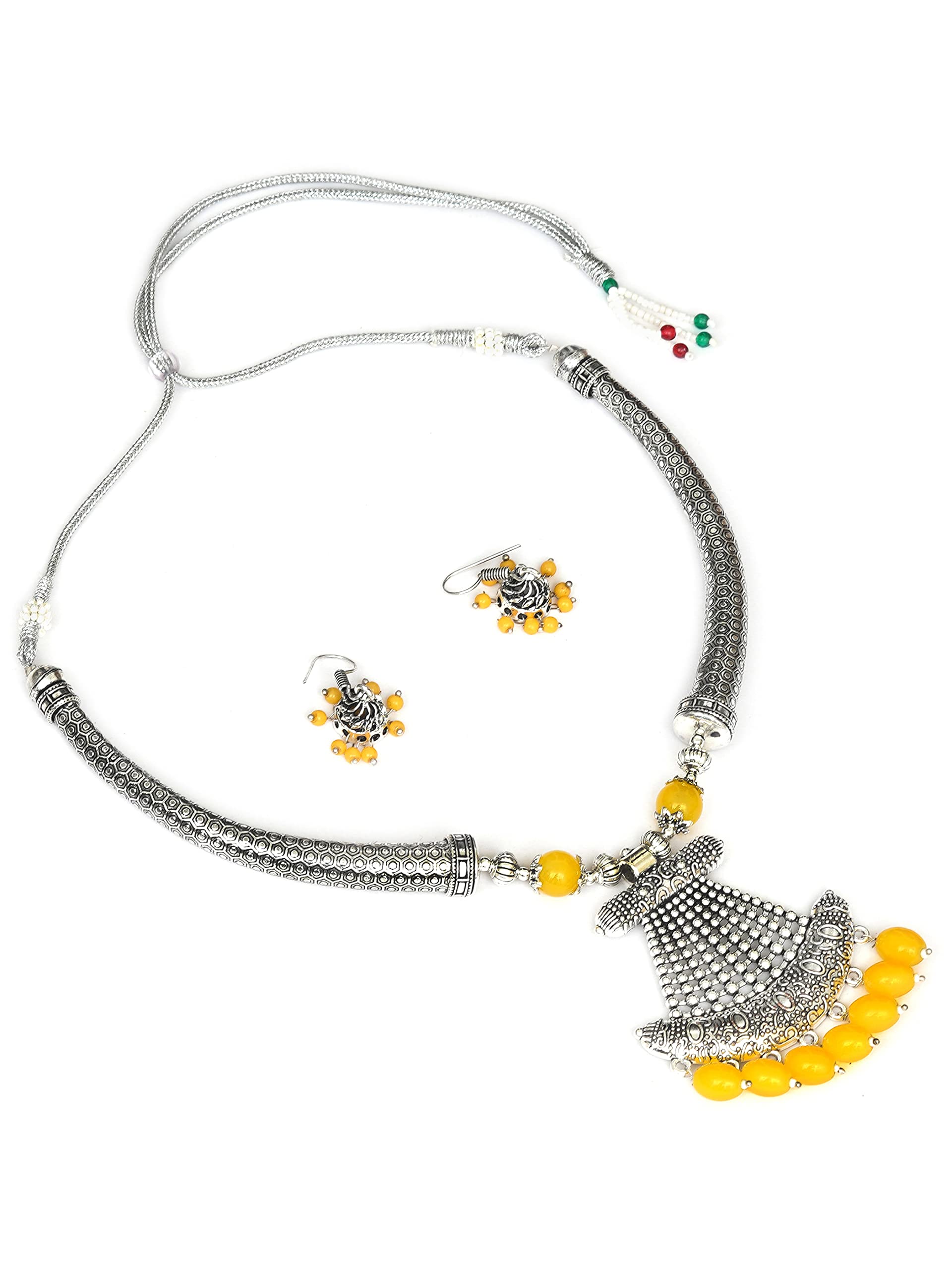 See full amazon price history chart for AHOORA Oxidised Silver Plated Yellow Hasli Necklace set AHOORA Oxidised Silver Plated Yellow Hasli Necklace set (B0C37KF4GM) Amazon Price History, Amazon Price Tracker
