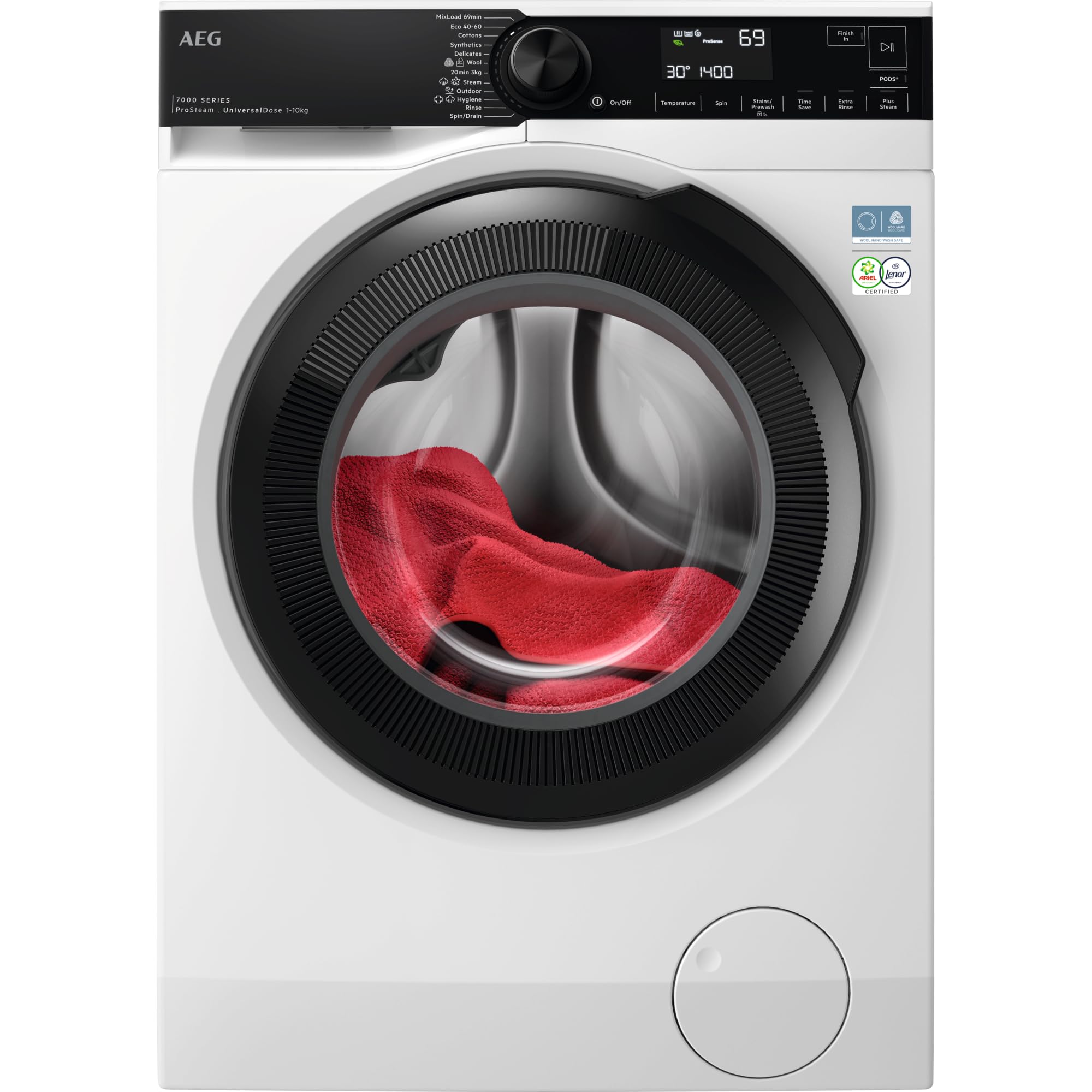 AEG LFSR74144UD 10kg Washing Machine - White - ProSteam - UniversalDose - TimeSave Technology