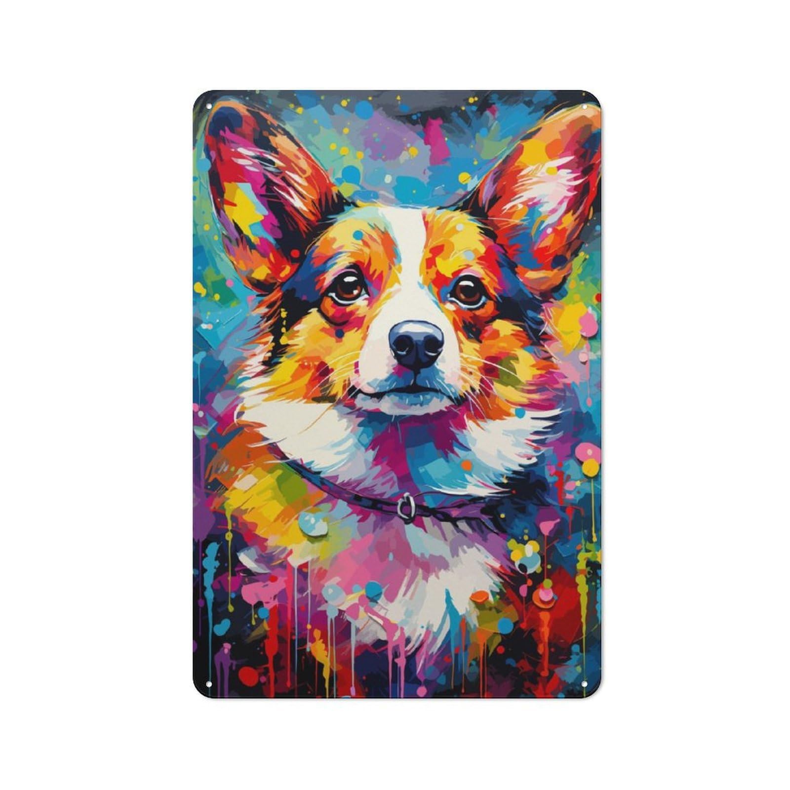 Junmoney Corgi Painting For Lounge Or Reading Corner, Vintage Metal Sign 30X20cm, For Cooler-Season Styling In Lounge And Reading Corner