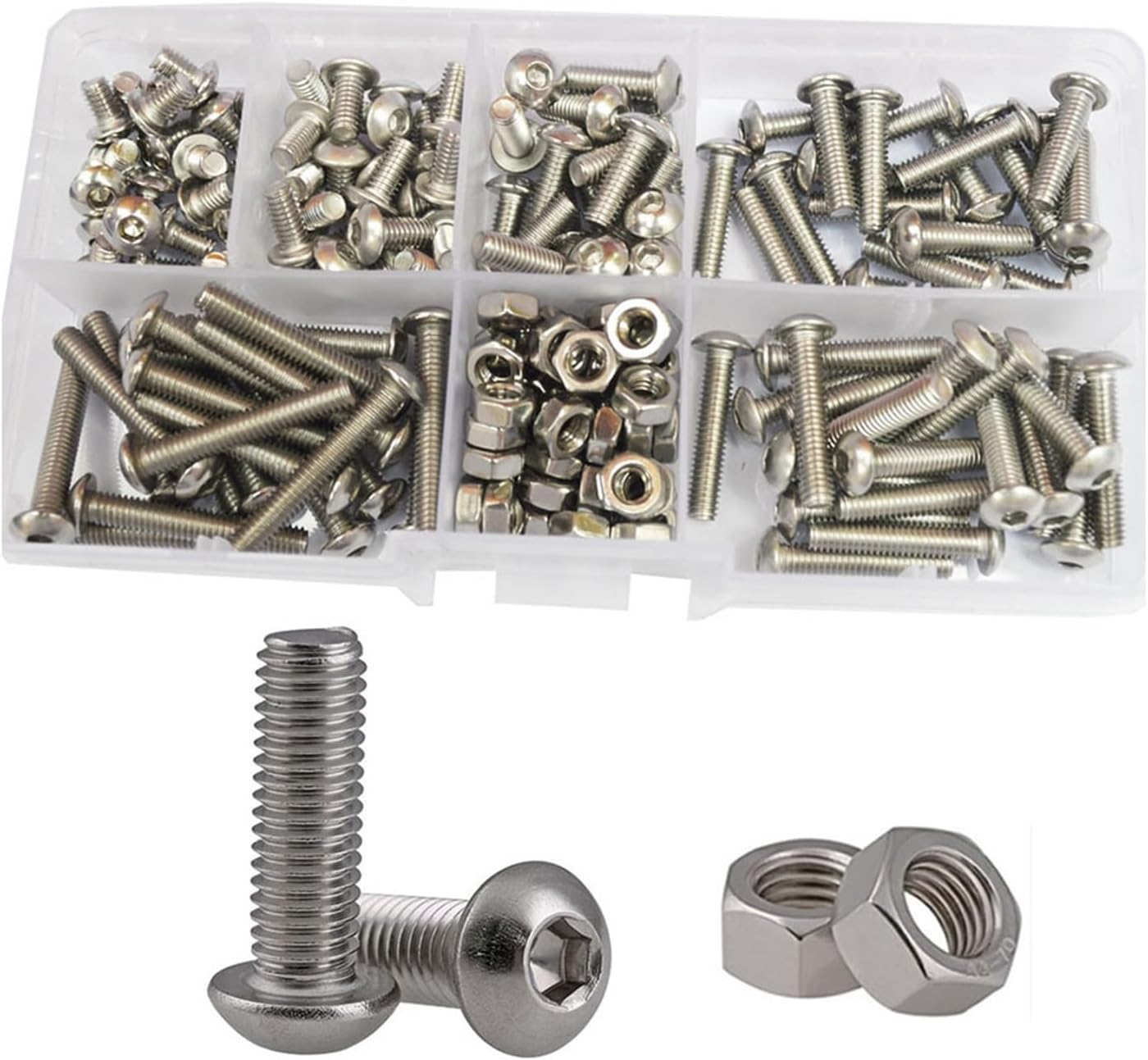 Yjin Store Hex Button Socket Head Cap Screw Nut Hexagon Metric Thread Machine Bolt Assortment Kit Set 304 Stainless Steel M2 M3 M4 M5 M6 (Color : M5)