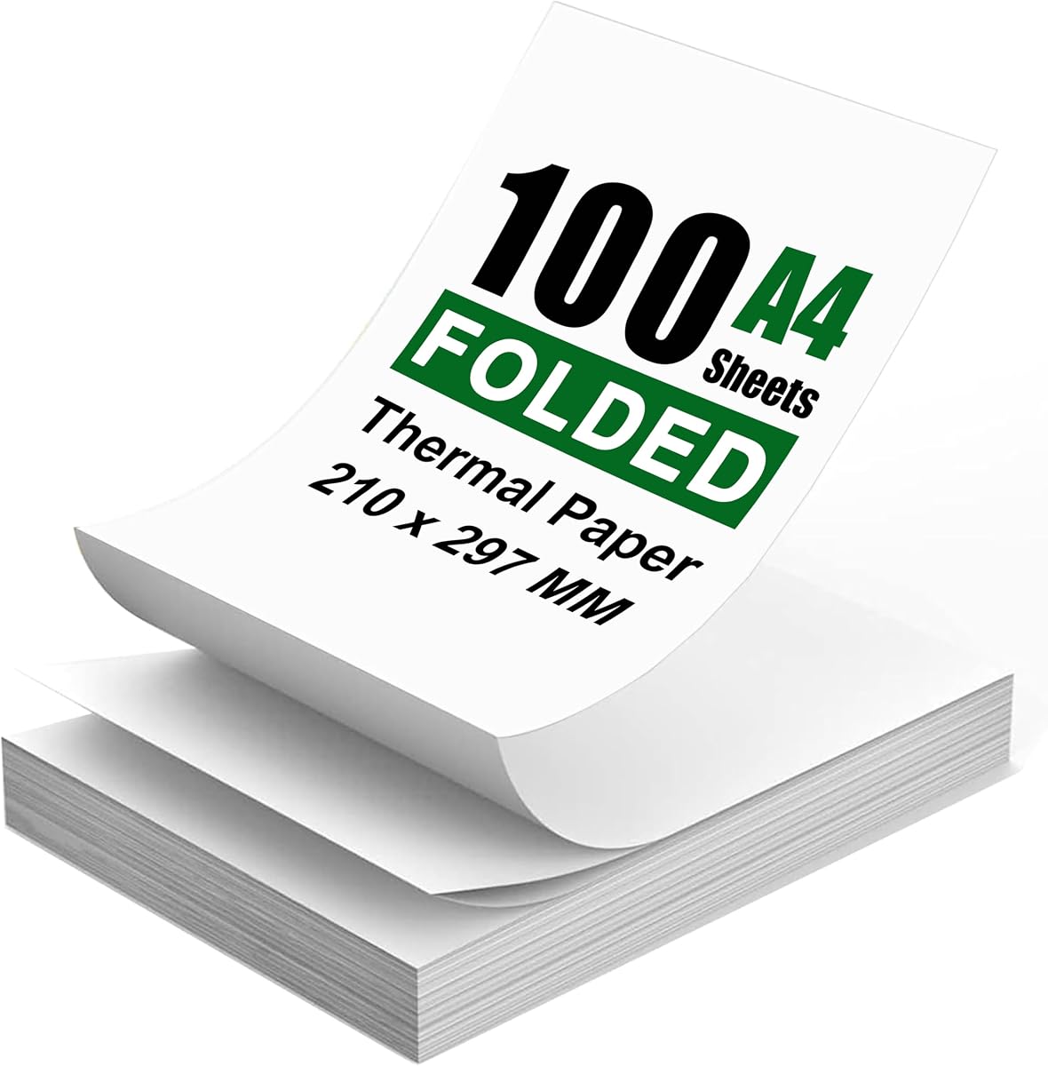 Papel térmico A4 para impresoras portátiles (8,27 x 11,69 pulgadas, 100 hojas), plegado en acordeón | Papel para impresora térmica A4 sin BPA para N80/A285M/la mayoría de impresoras sin tinta, papel térmico de secado rápido para el hogar, la oficina y los viajes