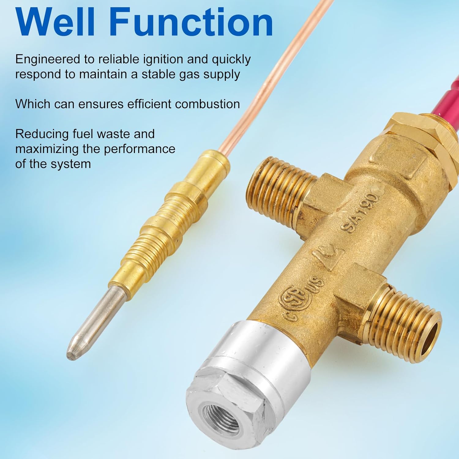 High Pressure Propane Gas Fireplace Fire Pit Flame Failure Safety Control Valve Kit, High Pressure 25 PSI LP Gas Torch Burner Gas Control Valve with Thermocouple 36’’, 1/4" Flare Inlet & Outlet