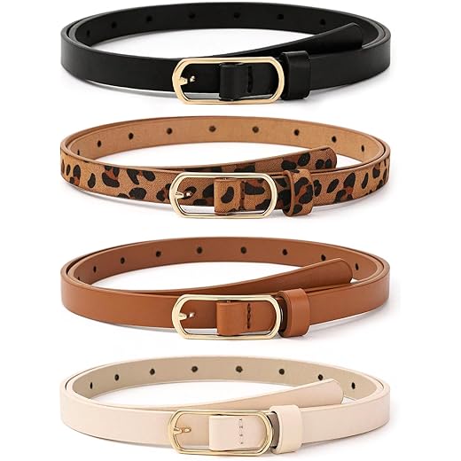 Stylish Leather Belts Combo 4 Pcs Multicolour