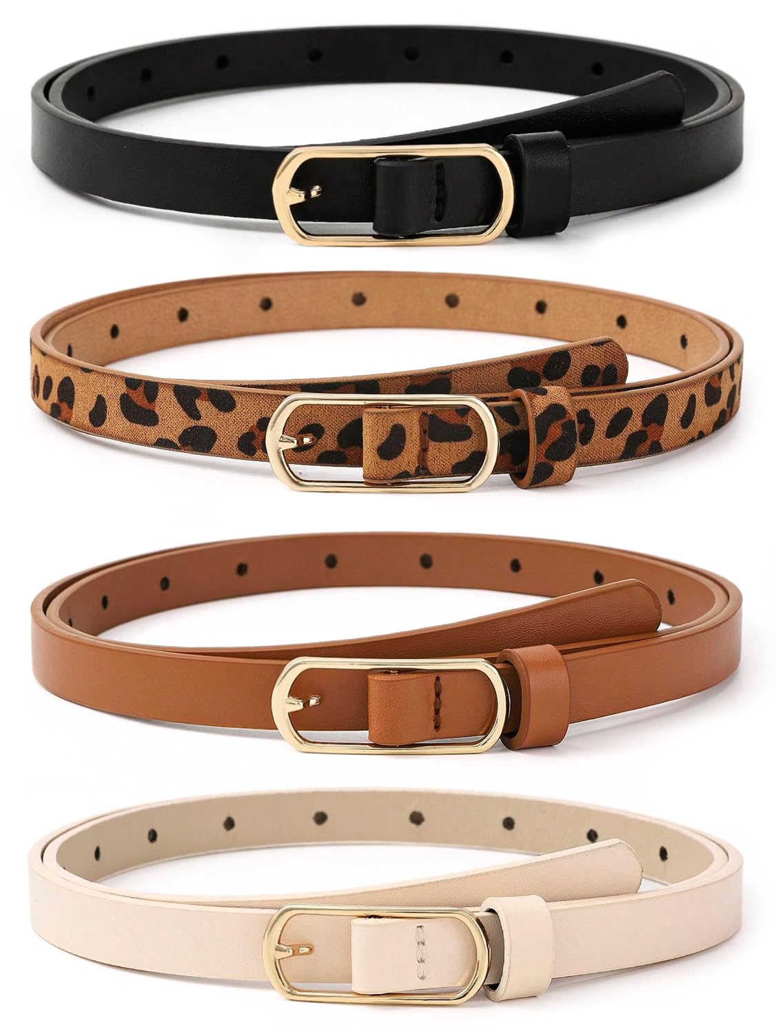 Leather Belts For Women And Girls 4 Pcs Combo Stylish Waist Belt For Dresses Jeans (16071Lb), Multicolour